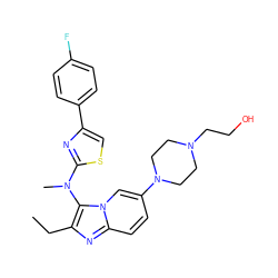 CCc1nc2ccc(N3CCN(CCO)CC3)cn2c1N(C)c1nc(-c2ccc(F)cc2)cs1 ZINC000224336073