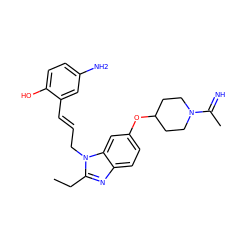 CCc1nc2ccc(OC3CCN(C(C)=N)CC3)cc2n1C/C=C/c1cc(N)ccc1O ZINC000028759313