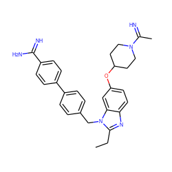 CCc1nc2ccc(OC3CCN(C(C)=N)CC3)cc2n1Cc1ccc(-c2ccc(C(=N)N)cc2)cc1 ZINC000013441145