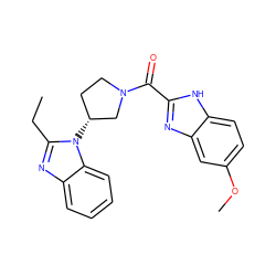 CCc1nc2ccccc2n1[C@@H]1CCN(C(=O)c2nc3cc(OC)ccc3[nH]2)C1 ZINC000014976968