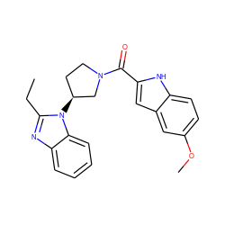 CCc1nc2ccccc2n1[C@H]1CCN(C(=O)c2cc3cc(OC)ccc3[nH]2)C1 ZINC000014976950