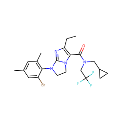 CCc1nc2n(c1C(=O)N(CC1CC1)CC(F)(F)F)CCN2c1c(C)cc(C)cc1Br ZINC000028351460