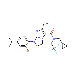 CCc1nc2n(c1C(=O)N(CC1CC1)CC(F)(F)F)CCN2c1ccc(C(C)C)cc1Br ZINC000028137870