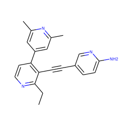 CCc1nccc(-c2cc(C)nc(C)c2)c1C#Cc1ccc(N)nc1 ZINC000114413579