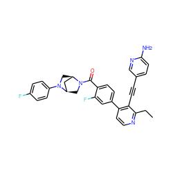 CCc1nccc(-c2ccc(C(=O)N3C[C@@H]4C[C@H]3CN4c3ccc(F)cc3)c(F)c2)c1C#Cc1ccc(N)nc1 ZINC000225353335