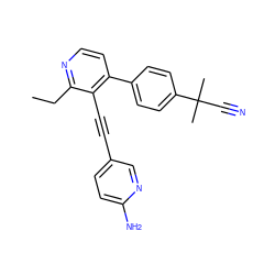 CCc1nccc(-c2ccc(C(C)(C)C#N)cc2)c1C#Cc1ccc(N)nc1 ZINC000114413803