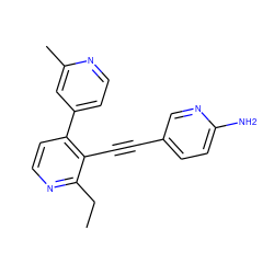 CCc1nccc(-c2ccnc(C)c2)c1C#Cc1ccc(N)nc1 ZINC000202386531