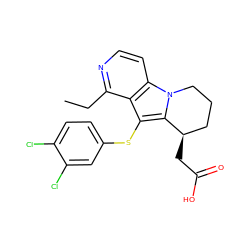 CCc1nccc2c1c(Sc1ccc(Cl)c(Cl)c1)c1n2CCC[C@H]1CC(=O)O ZINC000040939771