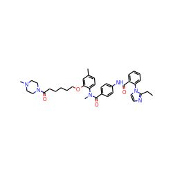 CCc1nccn1-c1ccccc1C(=O)Nc1ccc(C(=O)N(C)c2ccc(C)cc2OCCCCCC(=O)N2CCN(C)CC2)cc1 ZINC000026388459