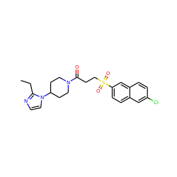 CCc1nccn1C1CCN(C(=O)CCS(=O)(=O)c2ccc3cc(Cl)ccc3c2)CC1 ZINC000045495028