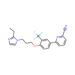 CCc1nccn1CCCOc1ccc(-c2cccc(C#N)n2)cc1C(F)(F)F ZINC000058602839