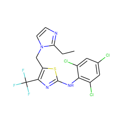 CCc1nccn1Cc1sc(Nc2c(Cl)cc(Cl)cc2Cl)nc1C(F)(F)F ZINC000028129826