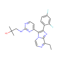 CCc1nccn2c(-c3ccnc(NCC(C)(C)O)n3)c(-c3ccc(F)cc3F)nc12 ZINC000063540202