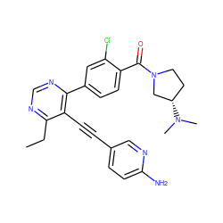 CCc1ncnc(-c2ccc(C(=O)N3CC[C@H](N(C)C)C3)c(Cl)c2)c1C#Cc1ccc(N)nc1 ZINC000148319934