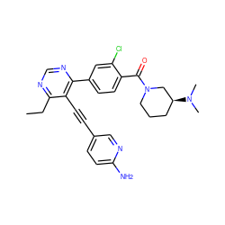 CCc1ncnc(-c2ccc(C(=O)N3CCC[C@H](N(C)C)C3)c(Cl)c2)c1C#Cc1ccc(N)nc1 ZINC000148668498