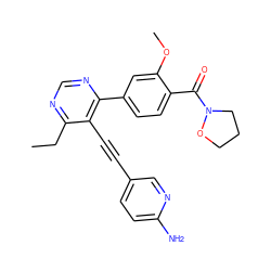 CCc1ncnc(-c2ccc(C(=O)N3CCCO3)c(OC)c2)c1C#Cc1ccc(N)nc1 ZINC000148956416