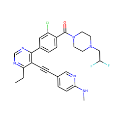 CCc1ncnc(-c2ccc(C(=O)N3CCN(CC(F)F)CC3)c(Cl)c2)c1C#Cc1ccc(NC)nc1 ZINC000148689844