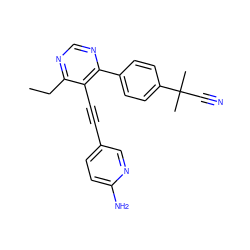 CCc1ncnc(-c2ccc(C(C)(C)C#N)cc2)c1C#Cc1ccc(N)nc1 ZINC000167257410