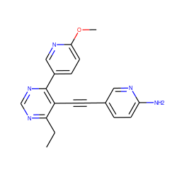 CCc1ncnc(-c2ccc(OC)nc2)c1C#Cc1ccc(N)nc1 ZINC000148328101