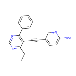 CCc1ncnc(-c2ccccc2)c1C#Cc1ccc(N)nc1 ZINC000148840413