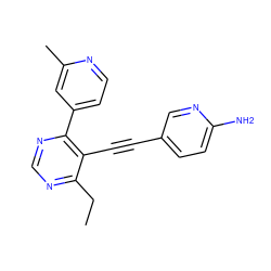 CCc1ncnc(-c2ccnc(C)c2)c1C#Cc1ccc(N)nc1 ZINC000148586356