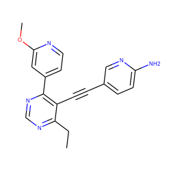 CCc1ncnc(-c2ccnc(OC)c2)c1C#Cc1ccc(N)nc1 ZINC000148859709