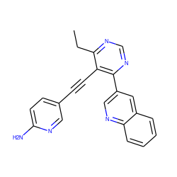 CCc1ncnc(-c2cnc3ccccc3c2)c1C#Cc1ccc(N)nc1 ZINC000148749763