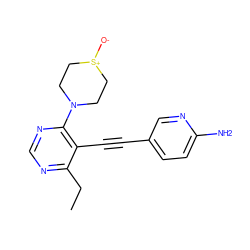 CCc1ncnc(N2CC[S+]([O-])CC2)c1C#Cc1ccc(N)nc1 ZINC000149220818