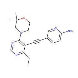 CCc1ncnc(N2CCOC(C)(C)C2)c1C#Cc1ccc(N)nc1 ZINC000169699819