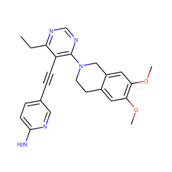 CCc1ncnc(N2CCc3cc(OC)c(OC)cc3C2)c1C#Cc1ccc(N)nc1 ZINC000149262891