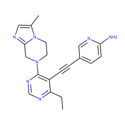 CCc1ncnc(N2CCn3c(C)cnc3C2)c1C#Cc1ccc(N)nc1 ZINC000149186772