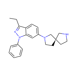 CCc1nn(-c2ccccc2)c2cc(N3CC[C@@]4(CCNC4)C3)ccc12 ZINC000147350163