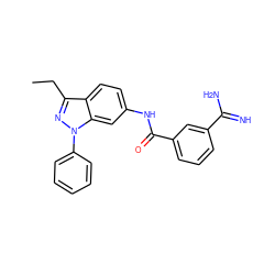 CCc1nn(-c2ccccc2)c2cc(NC(=O)c3cccc(C(=N)N)c3)ccc12 ZINC000072175546