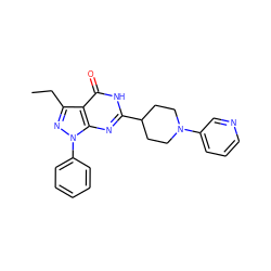 CCc1nn(-c2ccccc2)c2nc(C3CCN(c4cccnc4)CC3)[nH]c(=O)c12 ZINC000165297785