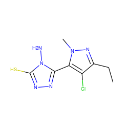 CCc1nn(C)c(-c2nnc(S)n2N)c1Cl ZINC000008681113