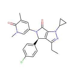 CCc1nn(C2CC2)c2c1[C@@H](c1ccc(Cl)cc1)N(c1cc(C)c(=O)n(C)c1)C2=O ZINC000220201435