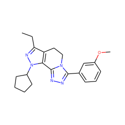 CCc1nn(C2CCCC2)c2c1CCn1c(-c3cccc(OC)c3)nnc1-2 ZINC000035090994