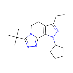 CCc1nn(C2CCCC2)c2c1CCn1c-2nnc1C(C)(C)C ZINC000000021913