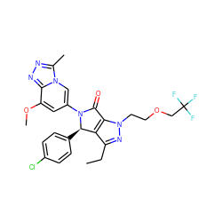 CCc1nn(CCOCC(F)(F)F)c2c1[C@@H](c1ccc(Cl)cc1)N(c1cc(OC)c3nnc(C)n3c1)C2=O ZINC000220262798