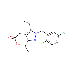 CCc1nn(Cc2cc(Cl)ccc2Cl)c(CC)c1CC(=O)O ZINC000084652196