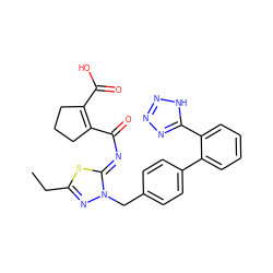 CCc1nn(Cc2ccc(-c3ccccc3-c3nnn[nH]3)cc2)/c(=N/C(=O)C2=C(C(=O)O)CCC2)s1 ZINC000001891053