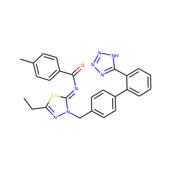 CCc1nn(Cc2ccc(-c3ccccc3-c3nnn[nH]3)cc2)/c(=N/C(=O)c2ccc(C)cc2)s1 ZINC000049882033