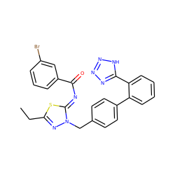 CCc1nn(Cc2ccc(-c3ccccc3-c3nnn[nH]3)cc2)/c(=N/C(=O)c2cccc(Br)c2)s1 ZINC000049748891