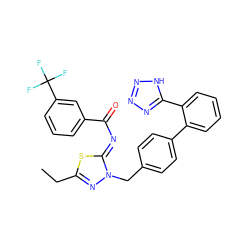 CCc1nn(Cc2ccc(-c3ccccc3-c3nnn[nH]3)cc2)/c(=N/C(=O)c2cccc(C(F)(F)F)c2)s1 ZINC000049748884