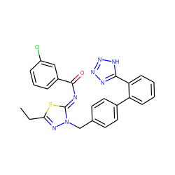 CCc1nn(Cc2ccc(-c3ccccc3-c3nnn[nH]3)cc2)/c(=N/C(=O)c2cccc(Cl)c2)s1 ZINC000049739946