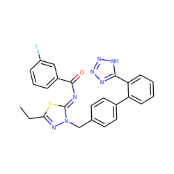 CCc1nn(Cc2ccc(-c3ccccc3-c3nnn[nH]3)cc2)/c(=N/C(=O)c2cccc(F)c2)s1 ZINC000049888643