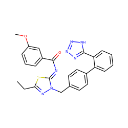 CCc1nn(Cc2ccc(-c3ccccc3-c3nnn[nH]3)cc2)/c(=N/C(=O)c2cccc(OC)c2)s1 ZINC000049617469