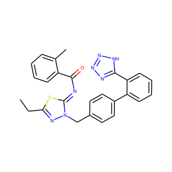 CCc1nn(Cc2ccc(-c3ccccc3-c3nnn[nH]3)cc2)/c(=N/C(=O)c2ccccc2C)s1 ZINC000049882041