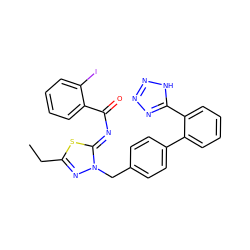 CCc1nn(Cc2ccc(-c3ccccc3-c3nnn[nH]3)cc2)/c(=N/C(=O)c2ccccc2I)s1 ZINC000049882040