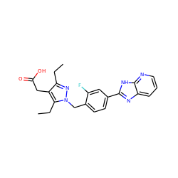 CCc1nn(Cc2ccc(-c3nc4cccnc4[nH]3)cc2F)c(CC)c1CC(=O)O ZINC000147548746